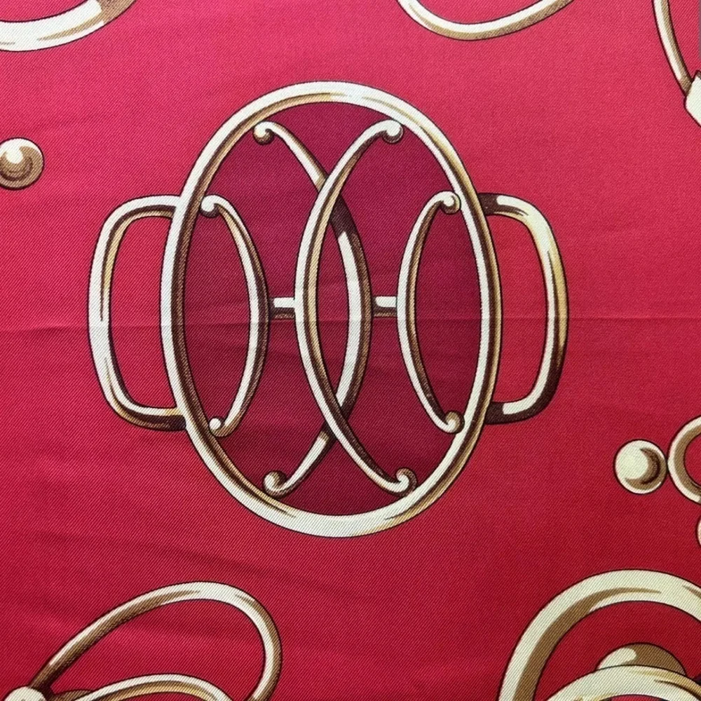 Hermès Red and Gold Silk Scarf